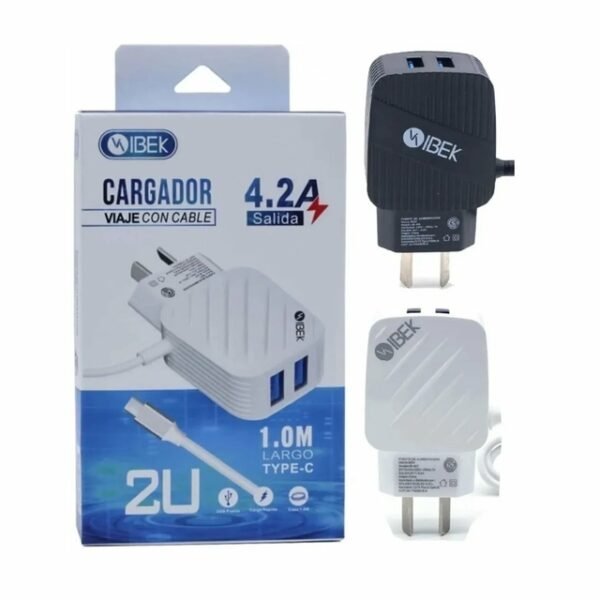 Cargador Tipo C 4.2A + Puerto usb X2 (ibek-405)