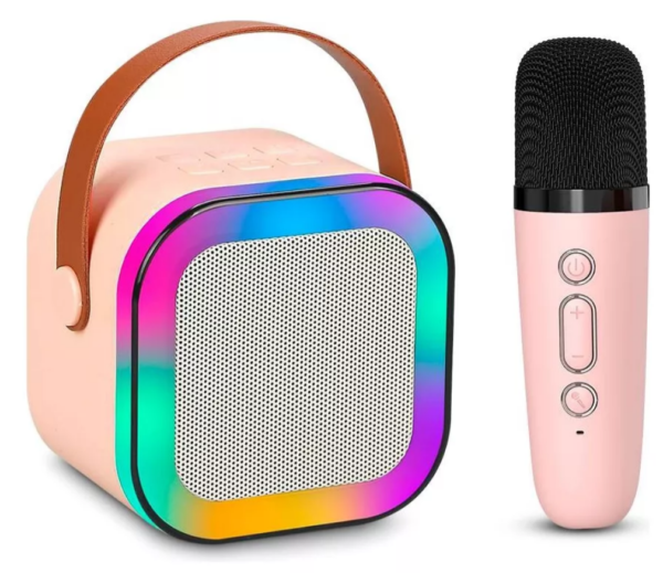 Parlante Bluetooth Luz Portatil Usb + Microfono Karaoke K12