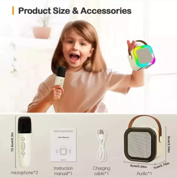 Parlante Bluetooth Luz Portatil Usb + Microfono Karaoke K12 - Image 3