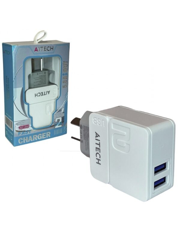 Cargador de Pared Aitech 2 Puertos USB 5.8A Fast Charger aicp 120502
