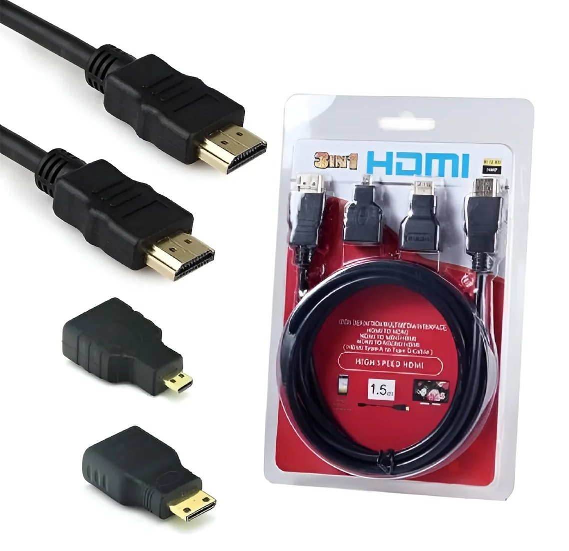 Cable HDMI + Adaptador (3 en 1 HDTV)