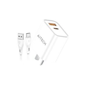 Cargador De Pared Aitech Carga Super Rápida 45W Usb+Usb-C