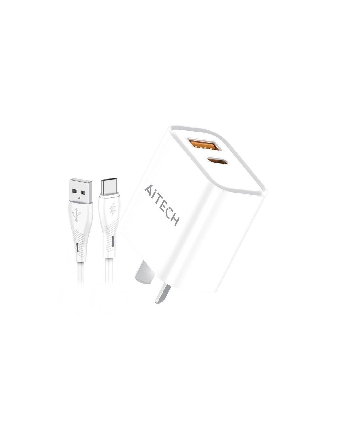 Cargador De Pared Aitech Carga Super Rápida 45W Usb+Usb-C