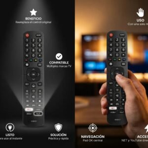 Control remoto TV NOBLEX/SANYO/JVC/ADMIRAL/HISENSE (AICRO15830N)